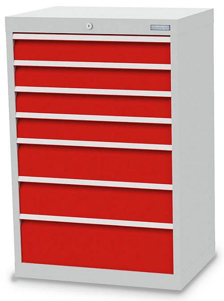 Bedrunka + Hirth ladekast, diepte 500 mm, R 24-16, 680 x 500 x 1019 mm, 7 x lades (4x 100VA, 2x 150VA, 1x 200VA), draagvermogen 50 kg, 60.421