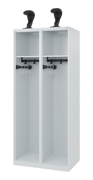 C+P Evolo brandweerkast, model EXPERT, 2 compartimenten, H1850B800T500 mm, lichtgrijs, helmhouder, 0491015-22 S10003