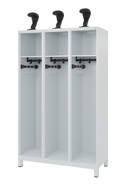 C+P Evolo brandweerkast, model EXPERT, 3 compartimenten, H1850B1200T500 mm, lichtgrijs, voeten, 0491015-32 S10006