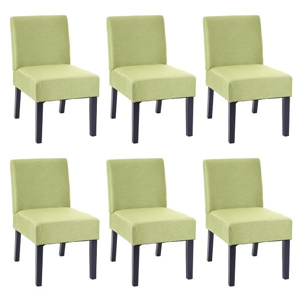 Mendler Set van 6 eetkamerstoelen HWC-F61, stoel loungestoel, stof/textiel, groen, 3x70174