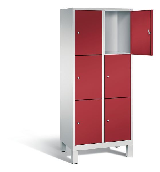 C+P lockerkast Evolo, H1850xW810xD500mm, kleur: lichtgrijs/robijnrood, 48010-223 S10096