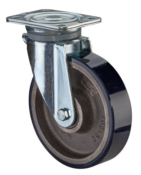 BS Rollen Zwaarlastwiel, wielbreedte 50 mm, wiel-Ø 200 mm, draagvermogen 600 kg, gegoten polyurethaan 78 Shore A, gegoten wiellichaam, kogellager, N100.C11.201