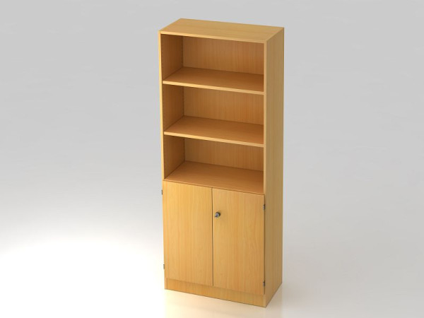 Hammerbacher kast 5OH, 2OH deuren, onderpaneel, beuken/beuken gestreept handvat, 80x42x200,4 cm (BxDxH), V6770/6/6/SG