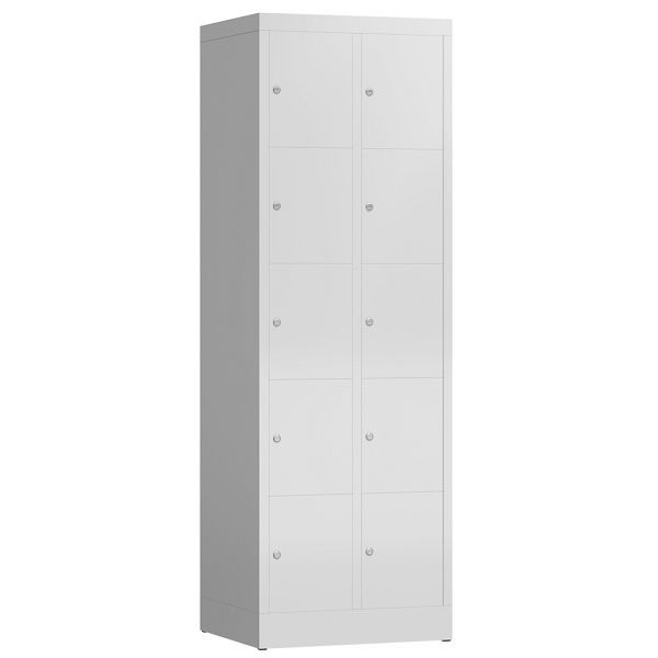 Lüllmann ClassiX lockerkast, 2 compartimenten met elk 5 compartimenten, 1800 x 590 x 500 mm, lichtgrijs, X-520520