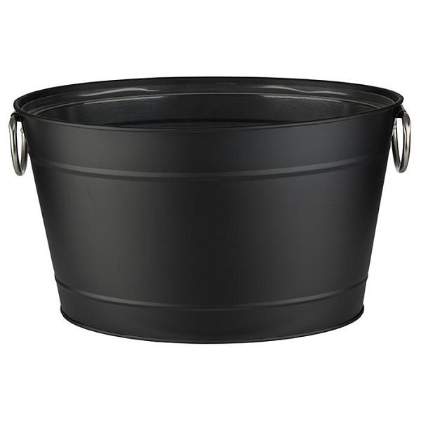 APS drinkbak -TIN-, 40 x 28 cm, hoogte: 22 cm, metaal, gegalvaniseerd, PVC, zwart, met kunststof inzetstuk, 11 liter, 36101