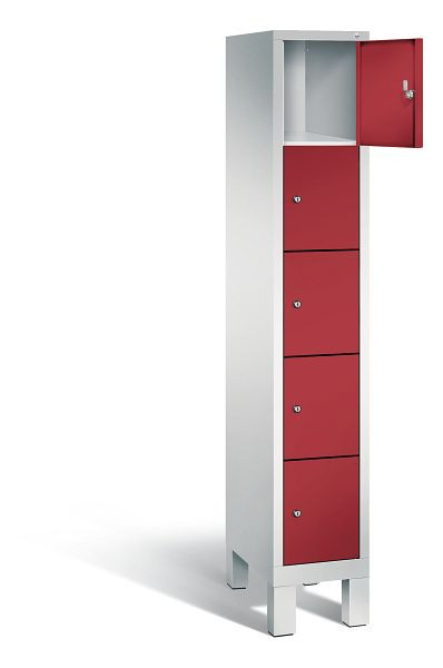 C+P lockerkast Evolo, H1850xB320xD500mm, kleur: lichtgrijs/robijnrood, 48010-105 S10074