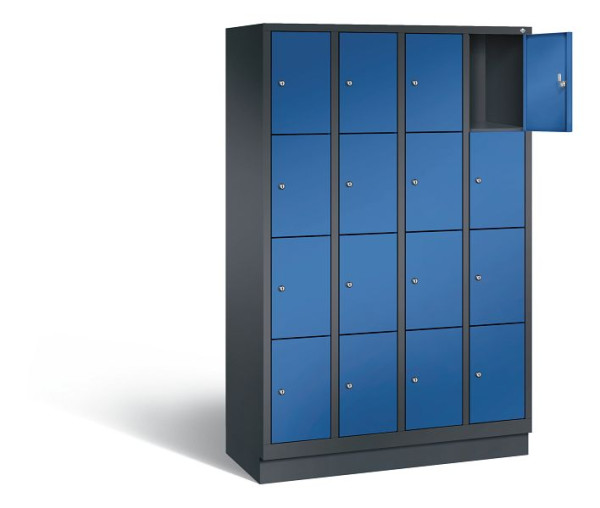 C+P lockerkast Evolo, H1800xB1190xD500mm, kleur: zwartgrijs / gentiaanblauw, 48020-404 S10197