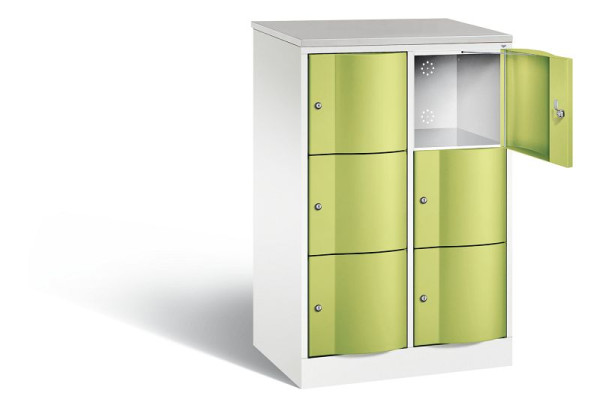 C+P lockerkast Resisto, H1255xB772xD540mm, kleur: verkeerswit / virid green, 8573-272 S10481