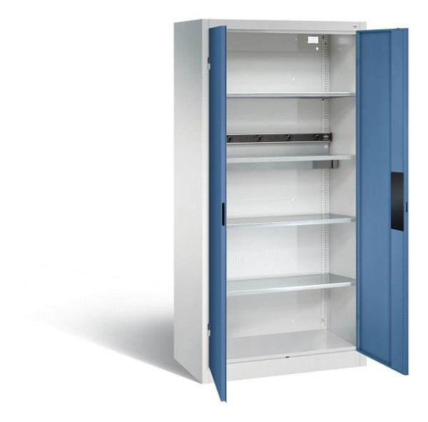 C+P accu-oplaadkast serie 89, H1950xW930xD500mm, kleur: lichtgrijs / verre blauw, verzonken handgreep, 8921-05E1 S10006