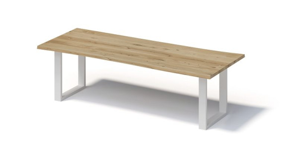 Bisley Fortis tafel naturel, 2600 x 1000 mm, natuurlijke boomrand, geolied oppervlak, O-frame, oppervlak: naturel / frame: verkeerswit, FN2610OP396