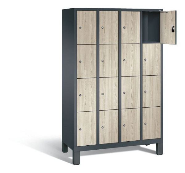 C+P lockerkast Evolo, H1850xB1190xD500mm, kleur: antracietgrijs / decor Sen ash, 48010-404 S10196