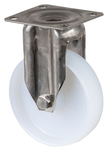 BS rollen RVS apparatenrol, wielbreedte 27 mm, wiel-Ø 100 mm, draagvermogen 90 kg, glijlager, plaat, verpakking: 2 stuks, G110.A90.100