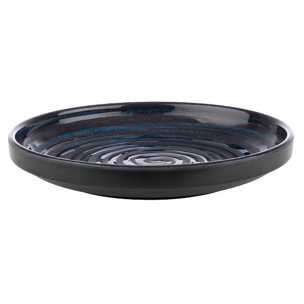 APS bord -LOOPS-, Ø 23 x 3,5 cm, melamine, binnenkant: decor, donkerblauw, buitenkant: donkergrijs, 85056