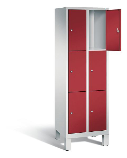 C+P lockerkast Evolo, H1850xW610xD500mm, kleur: lichtgrijs/robijnrood, 48010-203 S10102