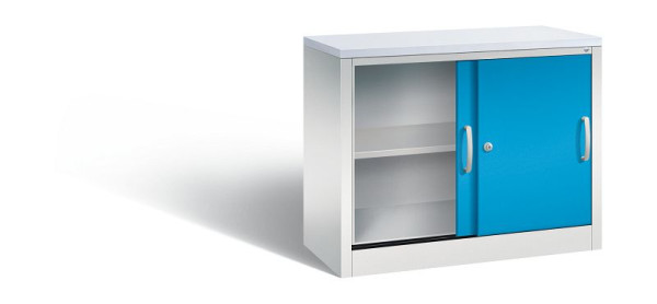 C+P dressoir met schuifdeuren Acurado, H720xB1000xD400mm, kleur: lichtgrijs/lichtblauw, beugelgreep, 2 niveaus, 5725-00 S10064