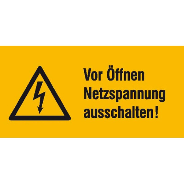 Stein HGS HGS elektrische markering/waarschuwingscombinatiebord, schakel netspanning uit voor openen!, 131 x 65 mm / folie, zelfklevend, 21.1475