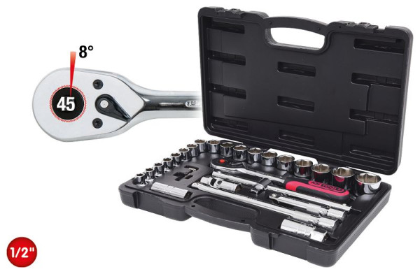 KS Tools 1/2" CHROMEplus dopsleutelset, 28-delig, 918.0728