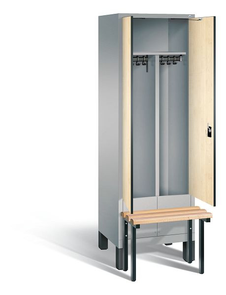 C+P zwart wit kastje Evolo, H1850xW610xD815mm, kleur: wit aluminium / Donau esdoorn decor, 48032-20 S10106