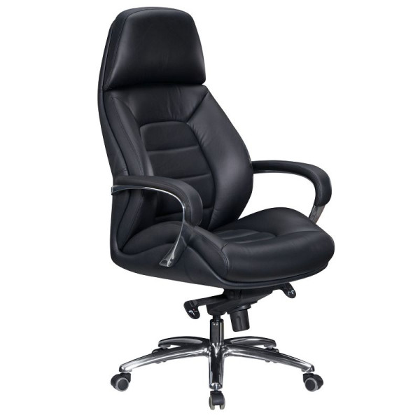 Amstyle design bureaustoelhoes echt leer zwart tot 120 kg, in hoogte verstelbaar, SPM1.435
