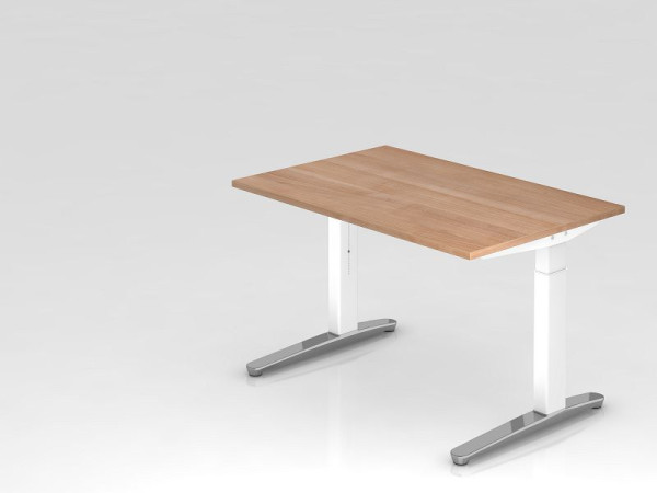 Hammerbacher bureau C-poot 120x80cm walnoot/wit, gepolijst, rechthoekige vorm, VXB12/N/WC