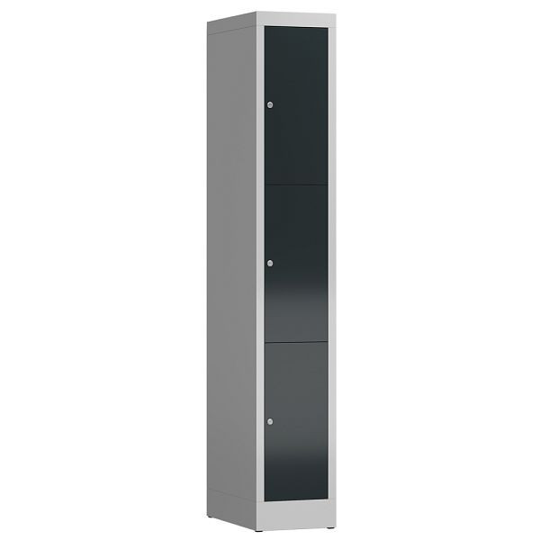 Lüllmann ClassiX lockerkast, 1 compartiment, 3 compartimenten, 1800 x 310 x 500 mm, lichtgrijs/antracietgrijs, X-520318