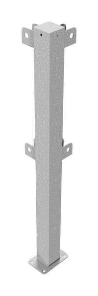 Schake beschermrail stalen buis 70 x 70 mm, paal voor deuvelbevestiging, hoekpaal voor boven- en knierail 90°, thermisch verzinkt, 4273P