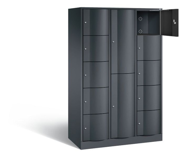C+P combinatie lockerkast Resisto, H1950xB1148xD540mm, kleur: zwart-grijs, 8070-3721 S10019