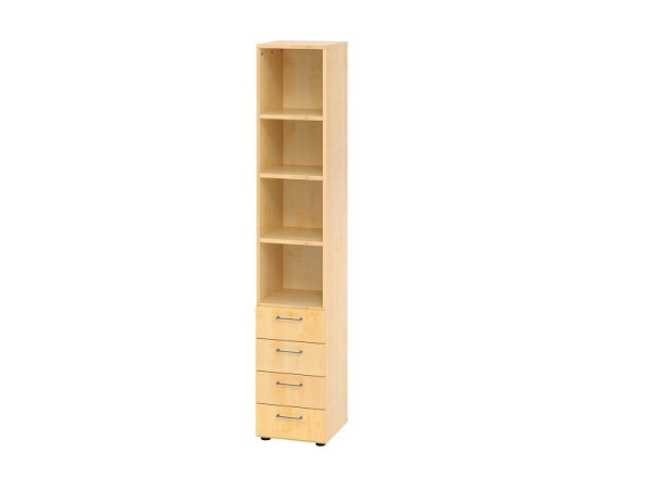 Hammerbacher combikast 6OH, 4 laden 964S4 BS, romp: esdoorn / voorkant: esdoorn, 40x41,7x215,6 cm (BxDxH), 4 laden, metalen handgreep BS, V964S4/3/3/BS