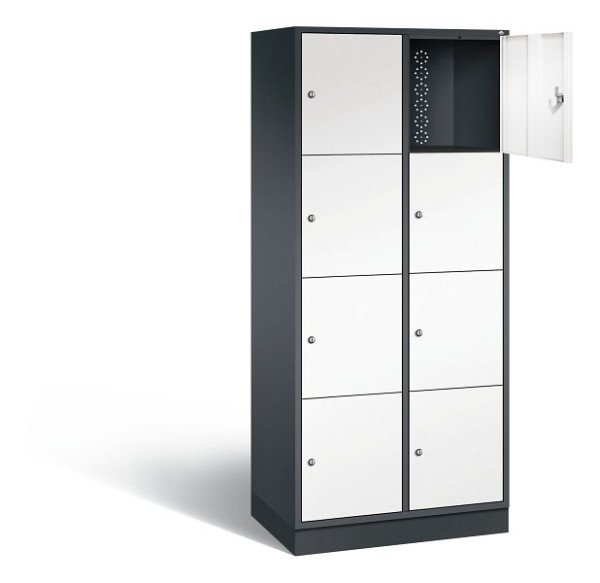 C+P XL lockerkast Intro, H1950xW820xD490mm, kleur: zwartgrijs / verkeerswit, 8470-202 S10222