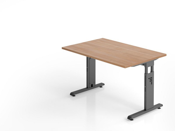 Hammerbacher bureau OS12, 120 x 80 cm, blad: walnoot, 25 mm dik, 2 mm ABS rand, rechthoekige vorm, VOS12/N/G