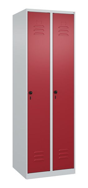 C+P luierkluis Classic PLUS met middenwand, 2 vakken, 1850x600x500mm, 7035/3003, veiligheidsdraaigrendel, 080000-20F S10014