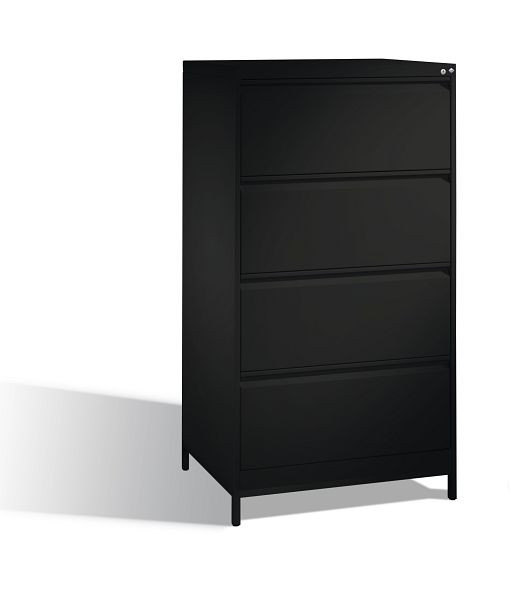 C+P hangmappenkast Acurado, H1357xB787xD590mm, kleur: zwart-grijs, handgreep, 12934-312 S10126