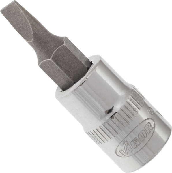 VIGOR schroevendraaierbit, hol vierkant 6,3 mm (1/4 inch), sleufprofiel, 0,8 x 4 mm, V2427N