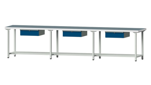 ANKE werkbanken werktafel, model 203, 4050 x 800 x 900 mm, RAL 7035/5010, UBP 50 mm, 401.543