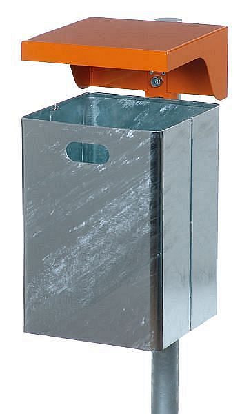 Renner rechthoekige afvalbak 40 L (zonder asbak), voor wand- en paalbevestiging, gegalvaniseerd, voet en kap gecoat, antracietgrijs, 7049-00PB 7016
