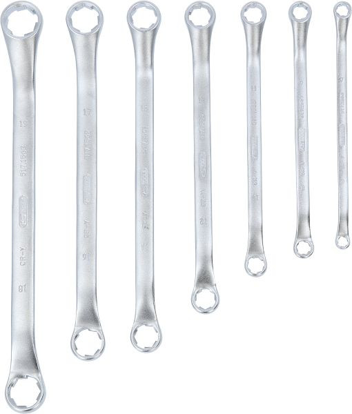 KS Tools RESCUEpower dubbele ringsleutelset, gebogen 7-delig 6-19mm, 517.1555