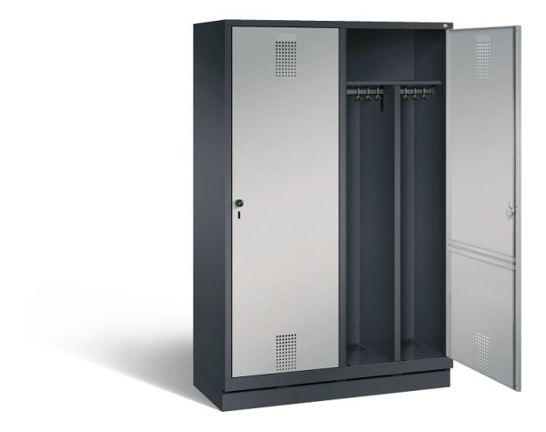 C+P zwart-wit locker Evolo, H1800xW1190xD500mm, kleur: zwart-grijs/wit aluminium, 48220-40 S10061