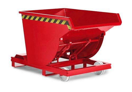 DENIOS zijwaartse kiepbak van staal, 1000 liter inhoud, rood, 269-878