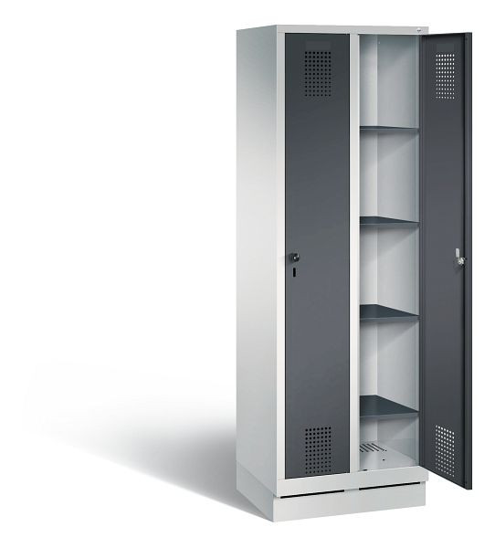 C+P washok Evolo, H1800xB610xD500mm, kleur: lichtgrijs / zwartgrijs, 48020-20B S10032
