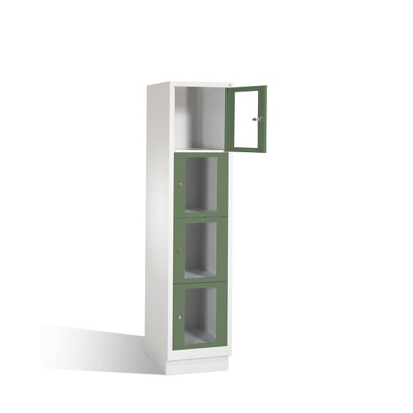 C+P lockerkast Classic, H1800xB420xD500mm, kleur: lichtgrijs / reseda groen, 8020A124 S10004