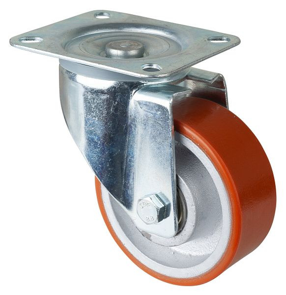 BS-rollen transportrol, wielbreedte 40 mm, wiel-Ø 125 mm, draagvermogen 300 kg, gegoten polyurethaan 95 Shore A, gegoten wiellichaam, kogellagers, LSS400.C10.125