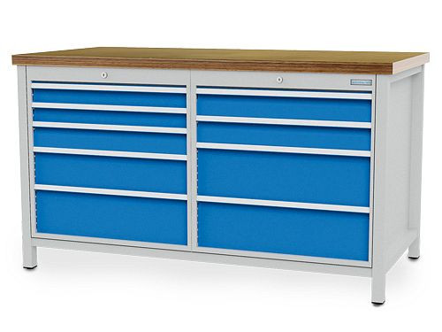 Bedrunka+Hirth box werkbank breedte 1500 mm, R24-24, 9 x lade, afmetingen in mm (BxDxH): 1500 x 750 x 959, 03.15.55V9A