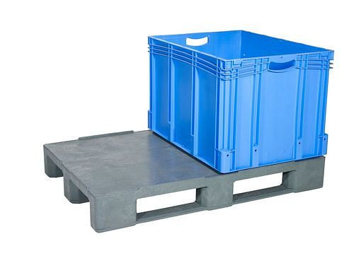 DENIOS universele pallet, van PE-RE, 800 x 1200 x 170 mm, 3 lopers, met rand en versteviging, VE 5 stuks, 312648