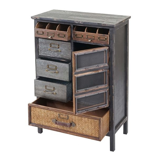 Mendler apothekerskast HWC-F34, ladekast, massief dennenhout vintage shabby look 90x65x32cm, 69522