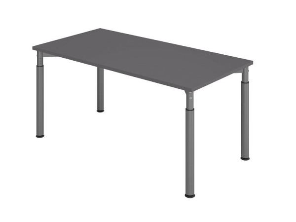 Hammerbacher bureau YS16, 160 x 80 cm, blad: grafiet, 25 mm dik, ABS dikke rand, rechthoekige vorm, grafiet VYS16/G/G