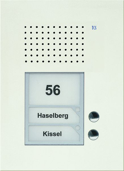 TCS audio voordeurstation serie PUK 2 belknoppen (rechts uitgelijnd), 1-koloms, UP wit, PUK02/1-WS