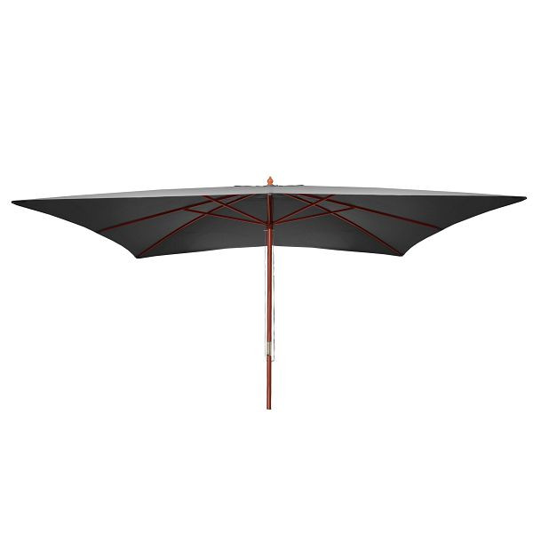 Mendler Florida parasol, tuinparasol marktparasol, 3x4m polyester/hout 6kg, antraciet, 65599