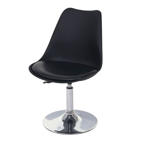 Mendler set van 2 draaistoelen Malmö T501, stoel keukenstoel, in hoogte verstelbaar, kunstleer, zwart, chromen onderstel, 62568