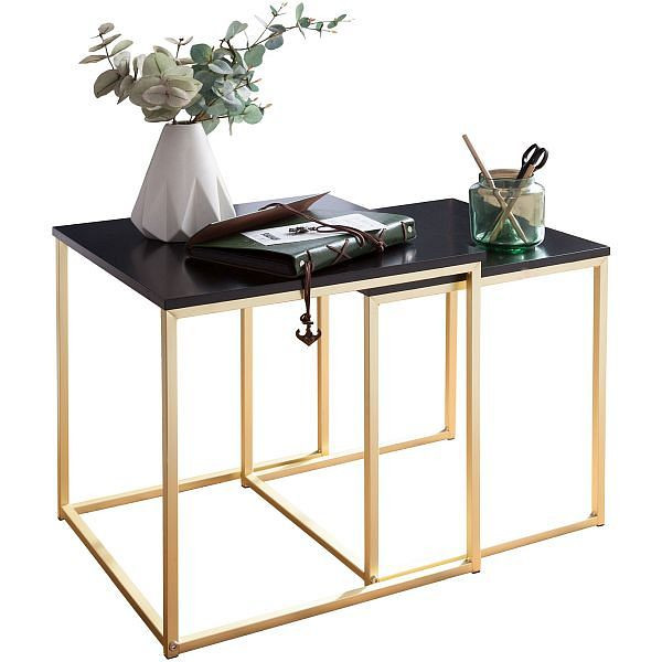 Wohnling nesttafel CALA zwart/goud, MDF/metaal, WL5.787