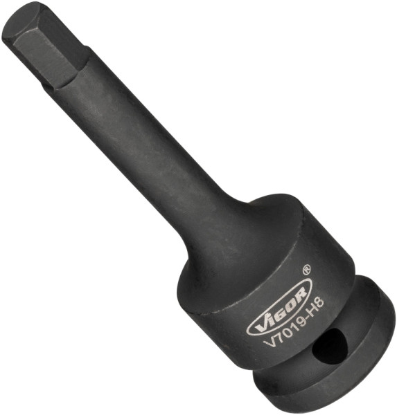 VIGOR slagmoersleutel schroevendraaier bit, hol vierkant 12,5 mm (1/2 inch), binnenzeskant profiel, 8 mm, V7019-H8